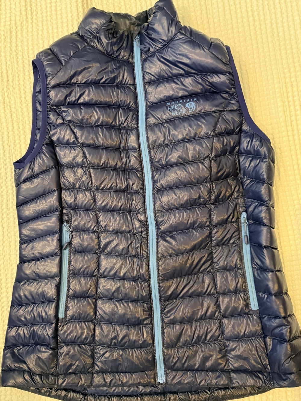 Mountain Hardwear Navy Down Women’s Vest with Light Blue Accents